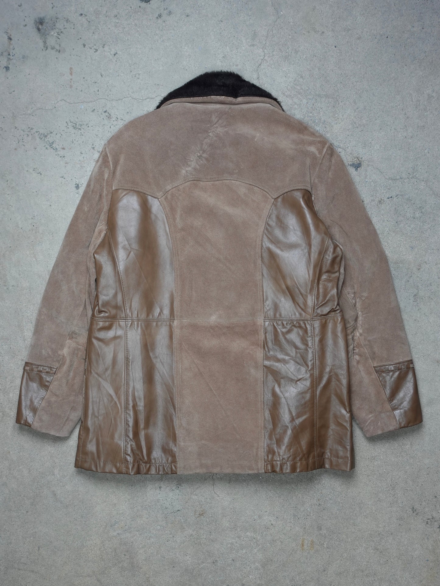 1980S - PIONEER WEAR LEATHER FUR TRIM COAT