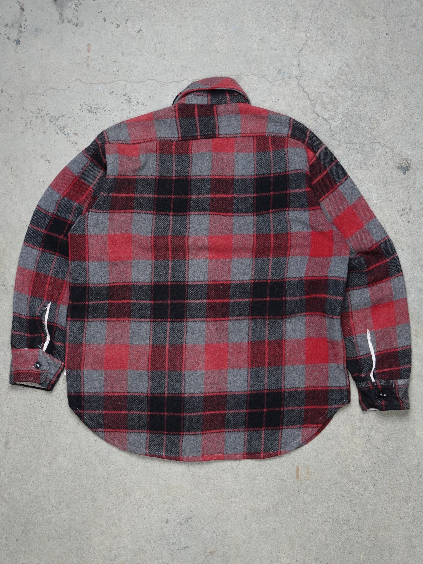 1980S - C.P.O RED/BLACK WOOL BLEND SHIRT