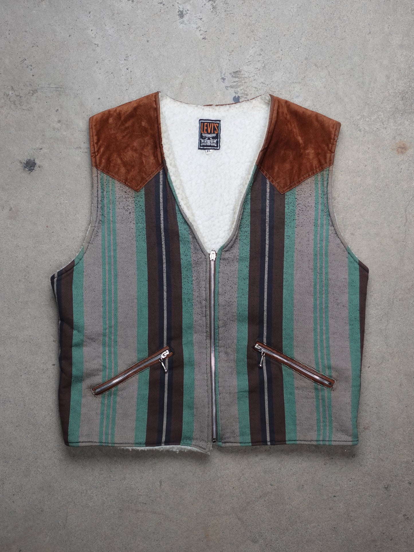 Levi's Striped Sherpa Lined Vest (M)