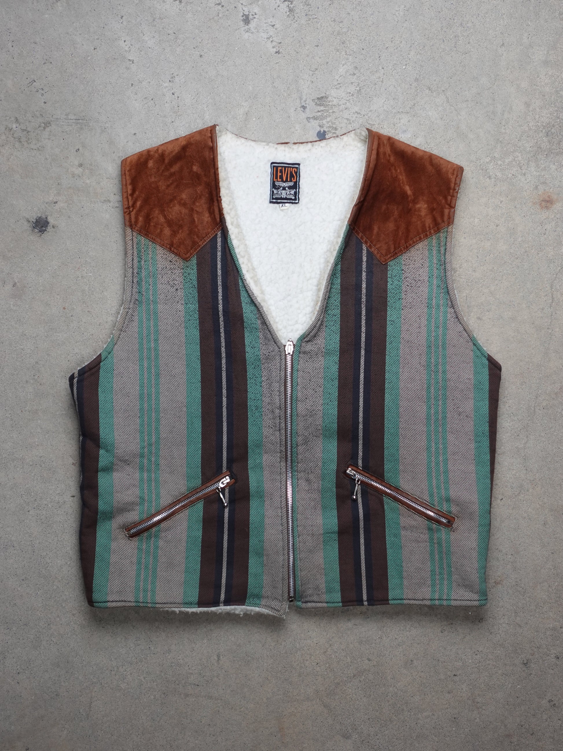 Levi's Striped Sherpa Lined Vest (M)