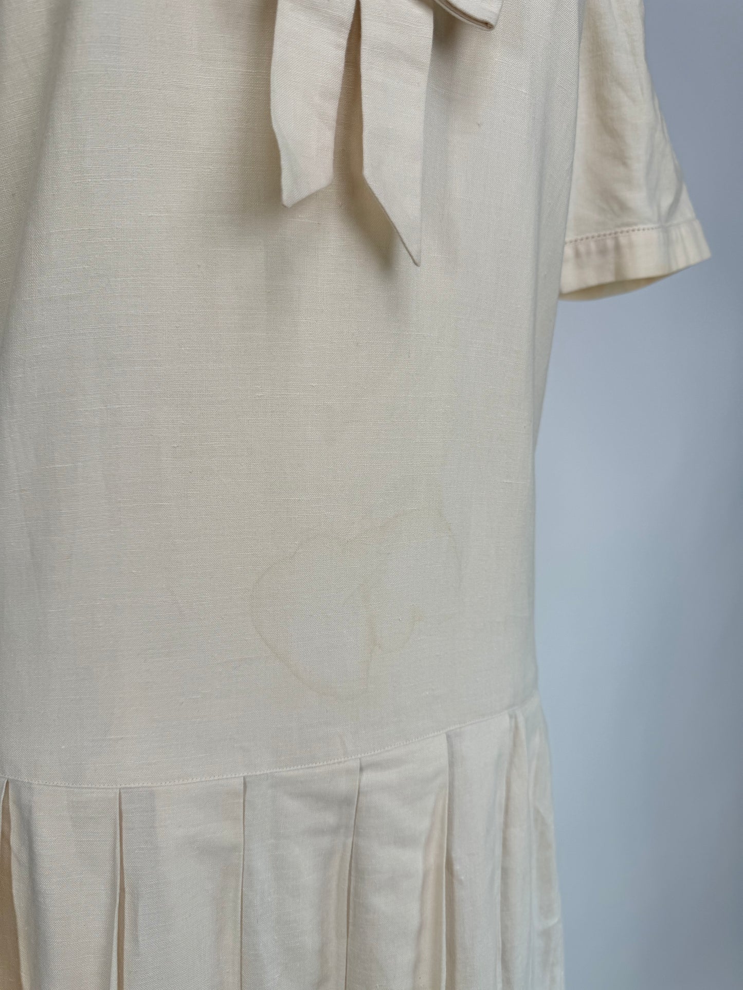 1980S/90S - LAURA ASHLEY SAILOR COLAR SHORT SLEEVE PLEATED DRESS