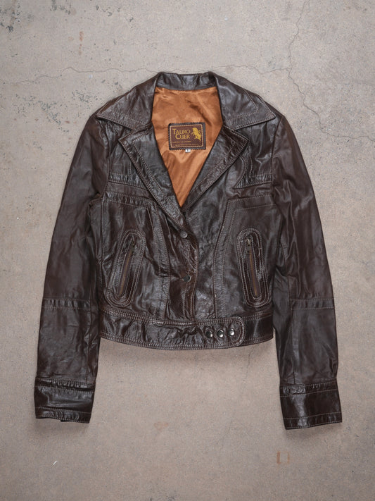 1970S - WOMENS SHORT LEATHER JACKER