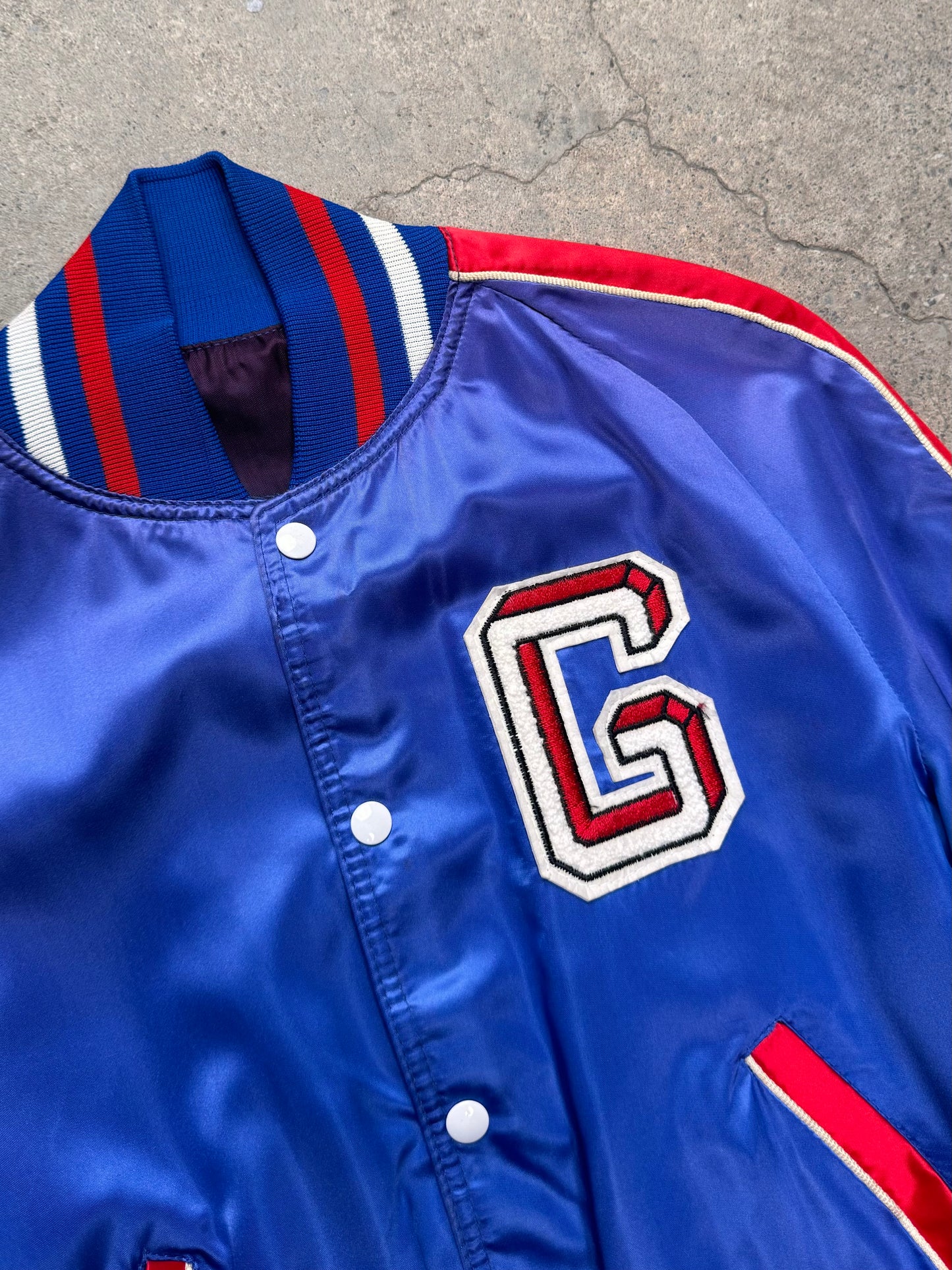 1960S - "FLUR DE LIS SPORTSWEAR" SATIN VARSITY BOMBER JACKET