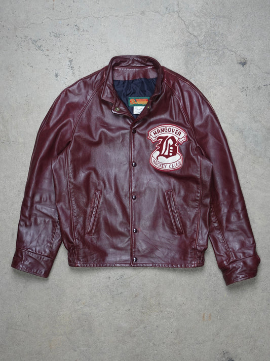 1980S - HANGOVER HOCKEY CLUB LEATHER JACKET