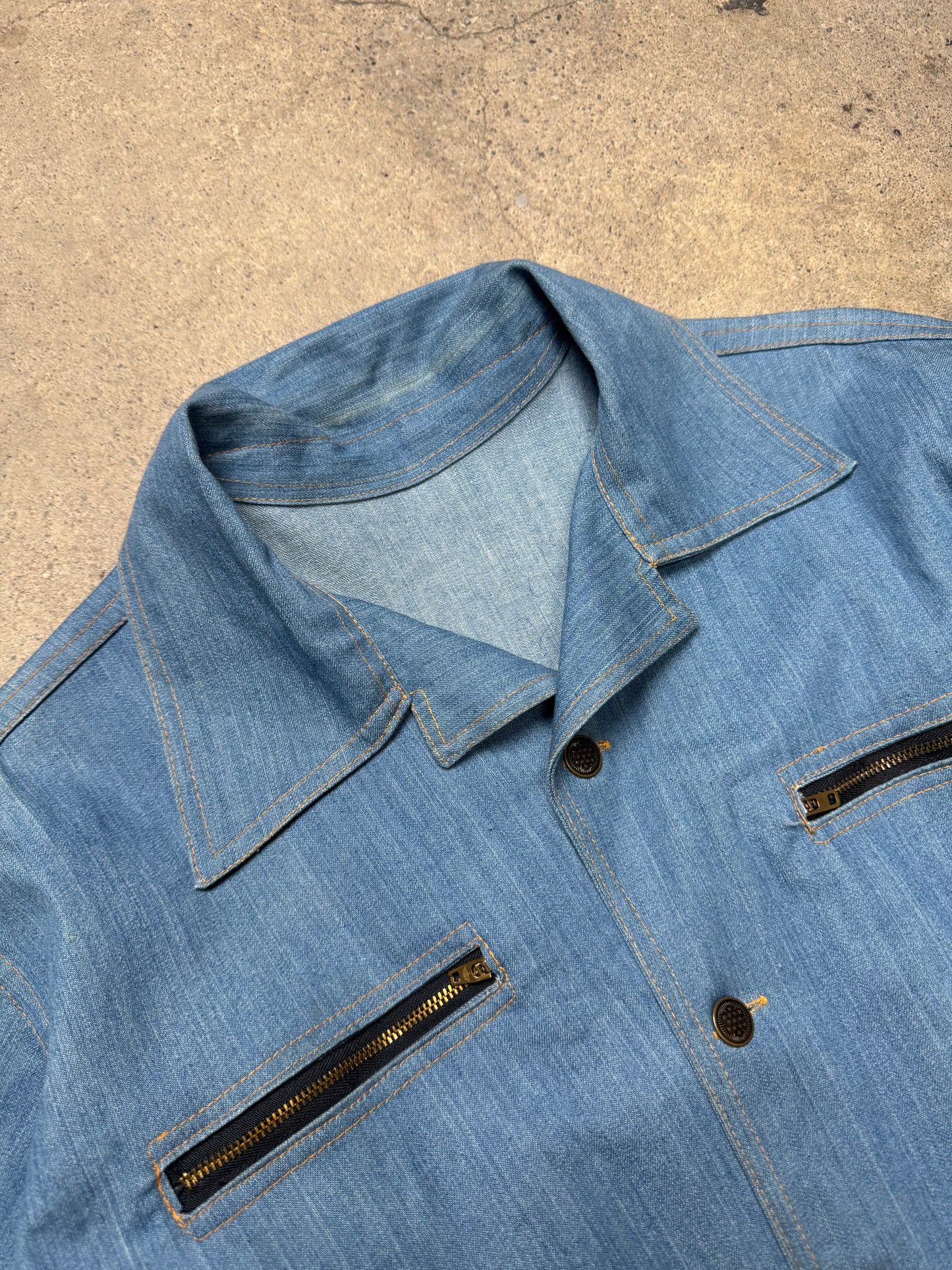 1970S - DENIM TWO POCKET BUTTON UP JACKET