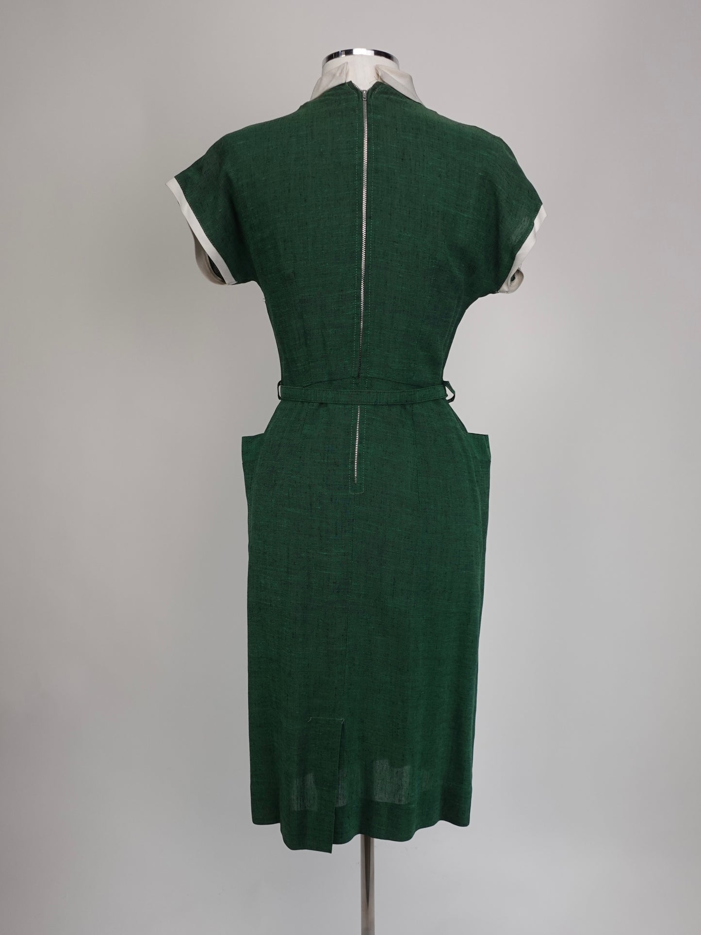 1940S - LINEN DAY DRESS