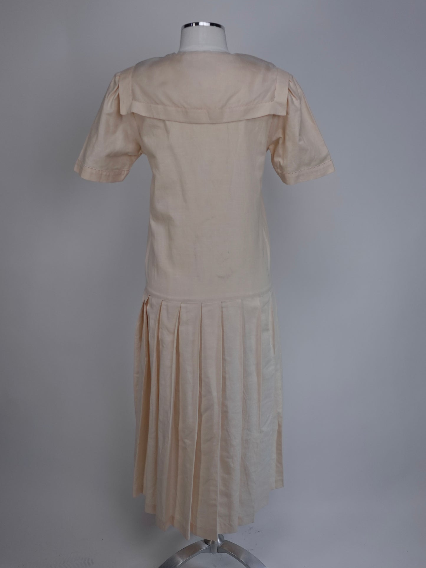 1980S/90S - LAURA ASHLEY SAILOR COLAR SHORT SLEEVE PLEATED DRESS