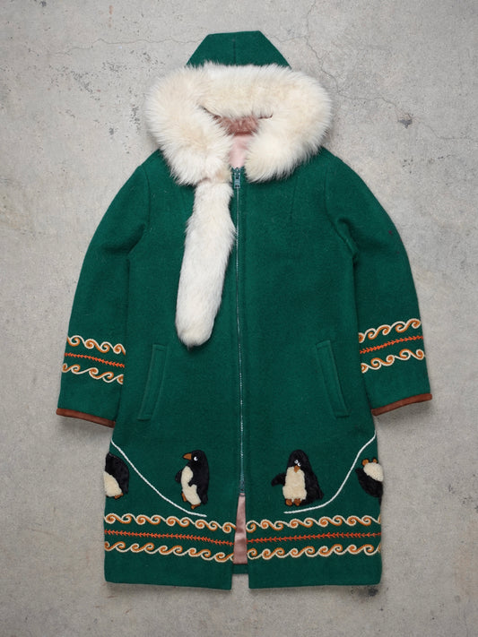 1960S/70S INUIT WOOL DUFFLE PARKA PENGUIN MOTIF