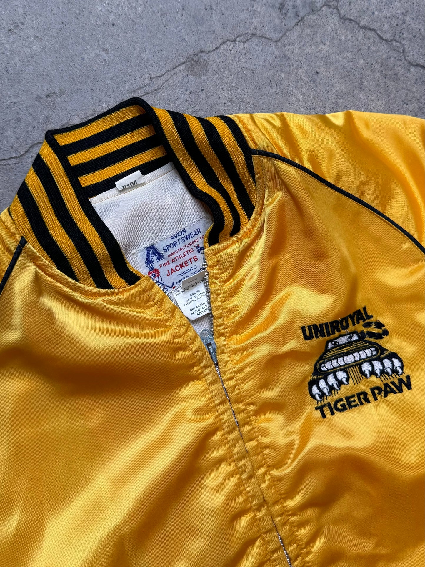 1980S - "TIGER PAW" SATIN VARSITY BOMBER JACKET