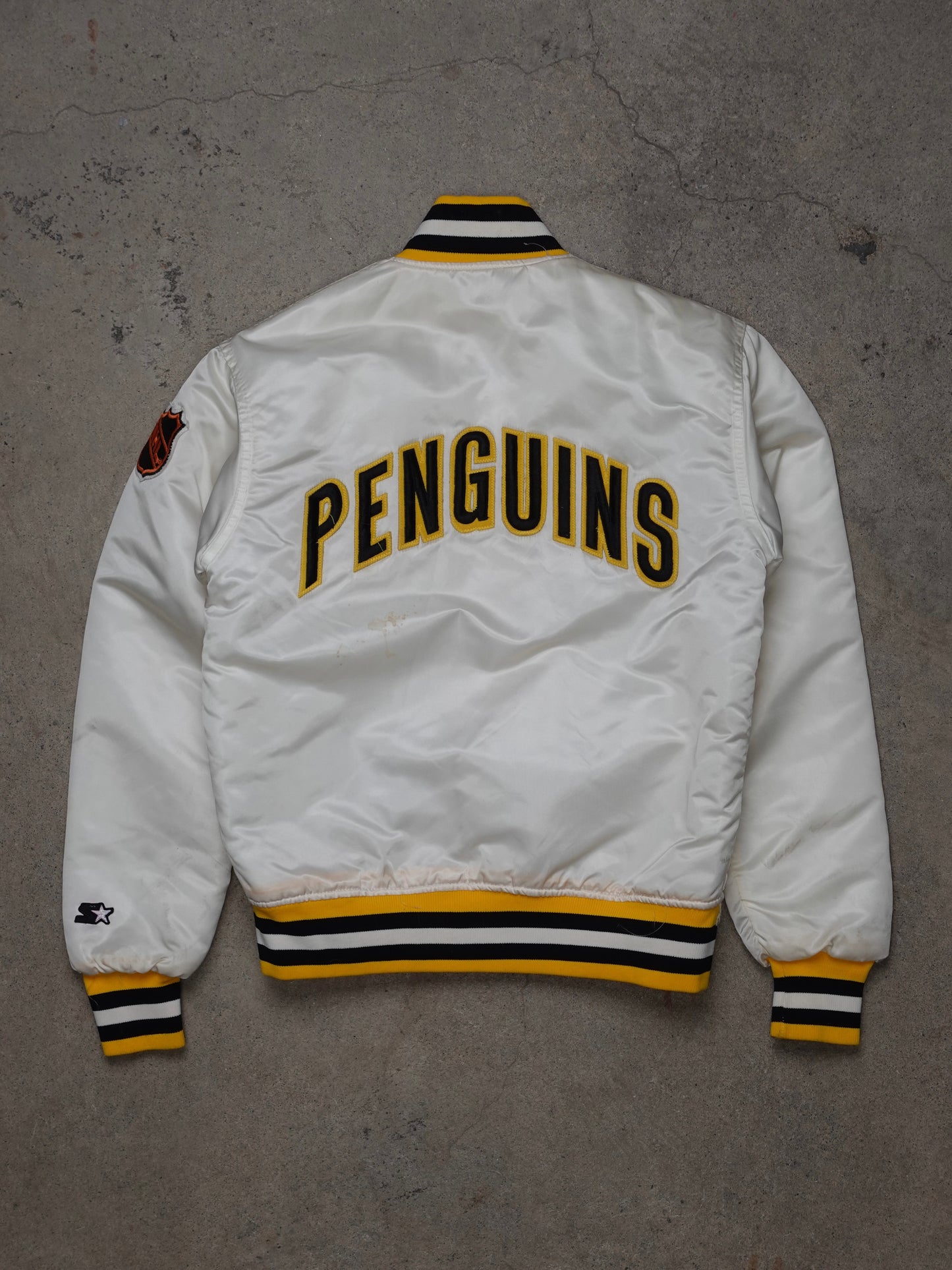 1980S - PITSBURG PENGUINES SATIN BOMBER JACKET