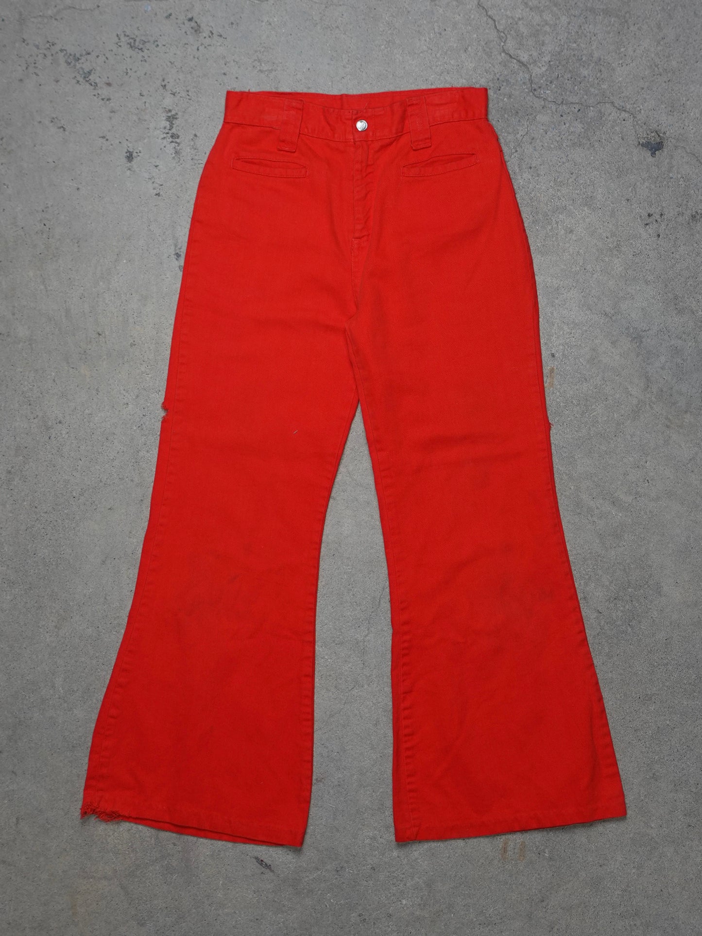 1970S - RED FLARED BELLBOTTOM TROUSERS