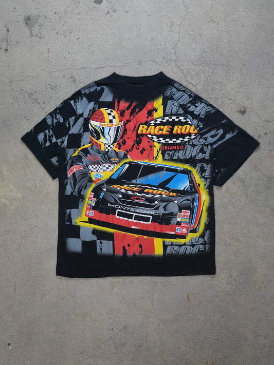 1990S - RACE ROCK ALL OVER PRINT T-SHIRT