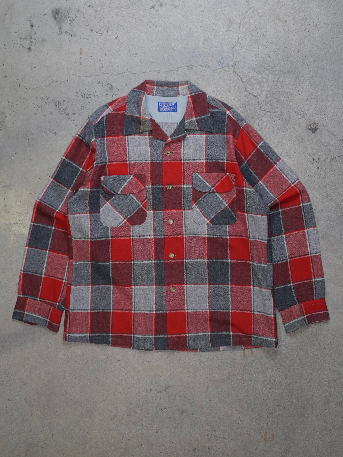 1950S - PENDLETON PLAID LOOP COLAR SHIRT