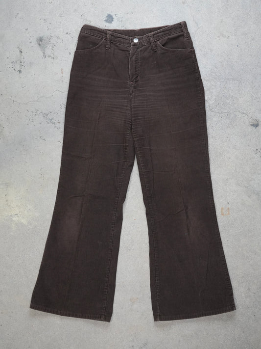 1970S - WRANGLER BROWN FLARED CORDUROY TROUSERS