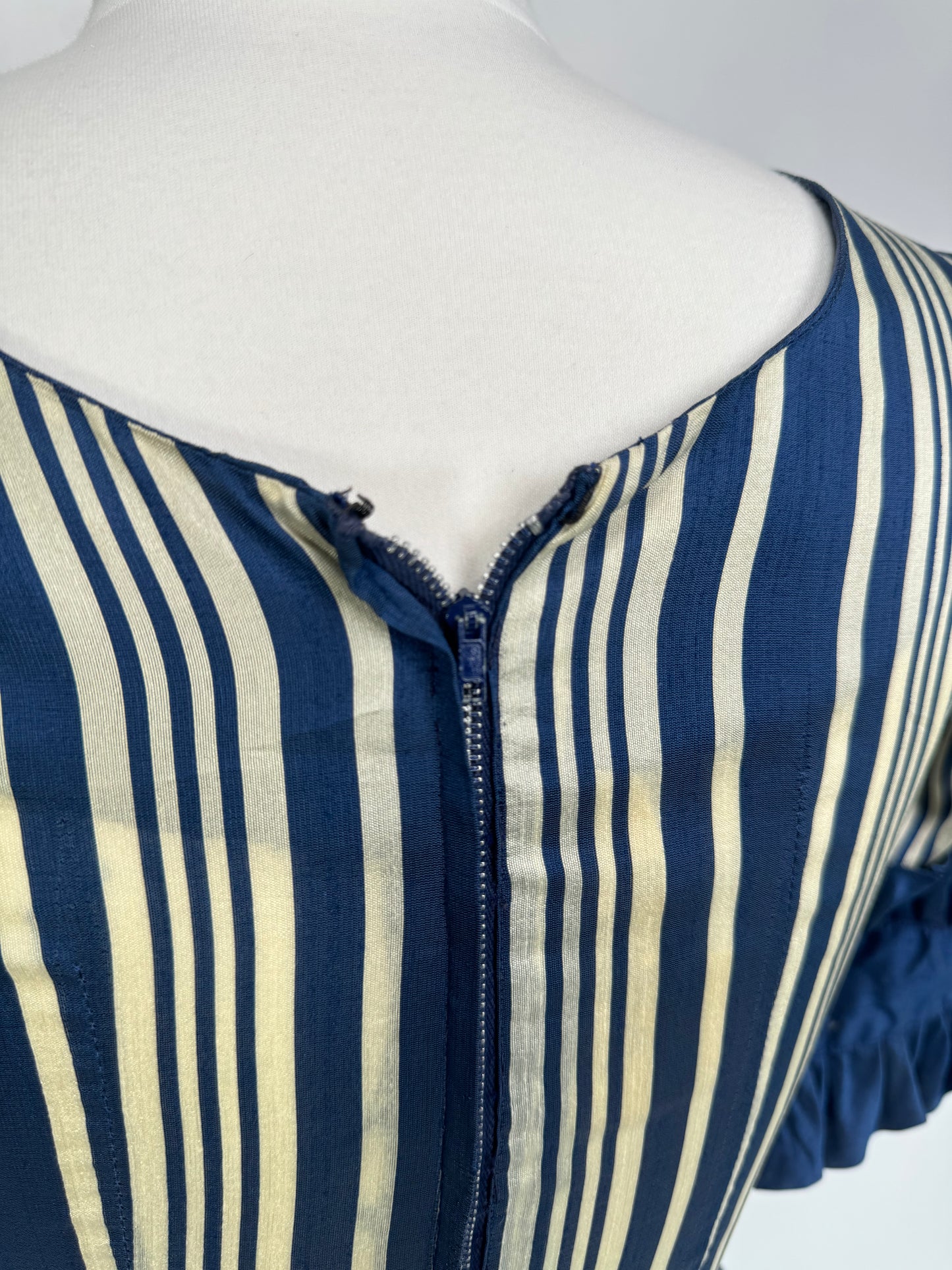 1960S - ST. ANDRE STRIPED BLUE DRESS