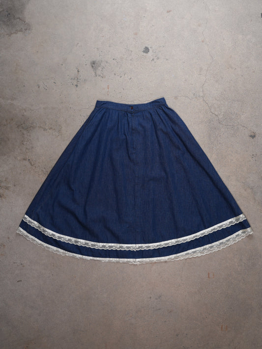 1970S - GUNNE SAX CHAMBRAY MIDI SKIRT