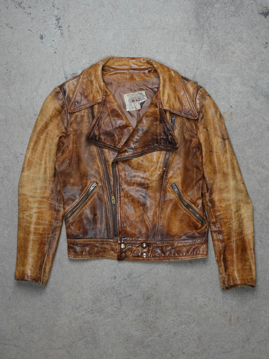 1970S - ADAM & EVE TORONTO DISTRESSED LEATHER PERFECTO JACKET