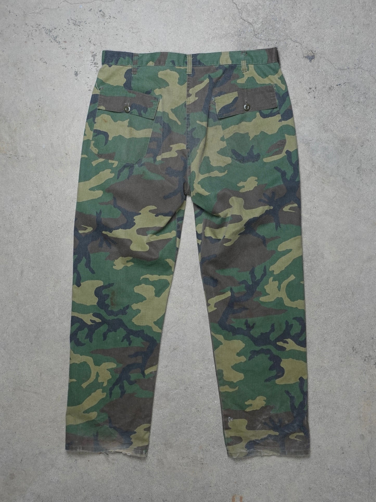 1970S - WOODLAND CAMO BAKER POCKET UTILITY TROUSERS