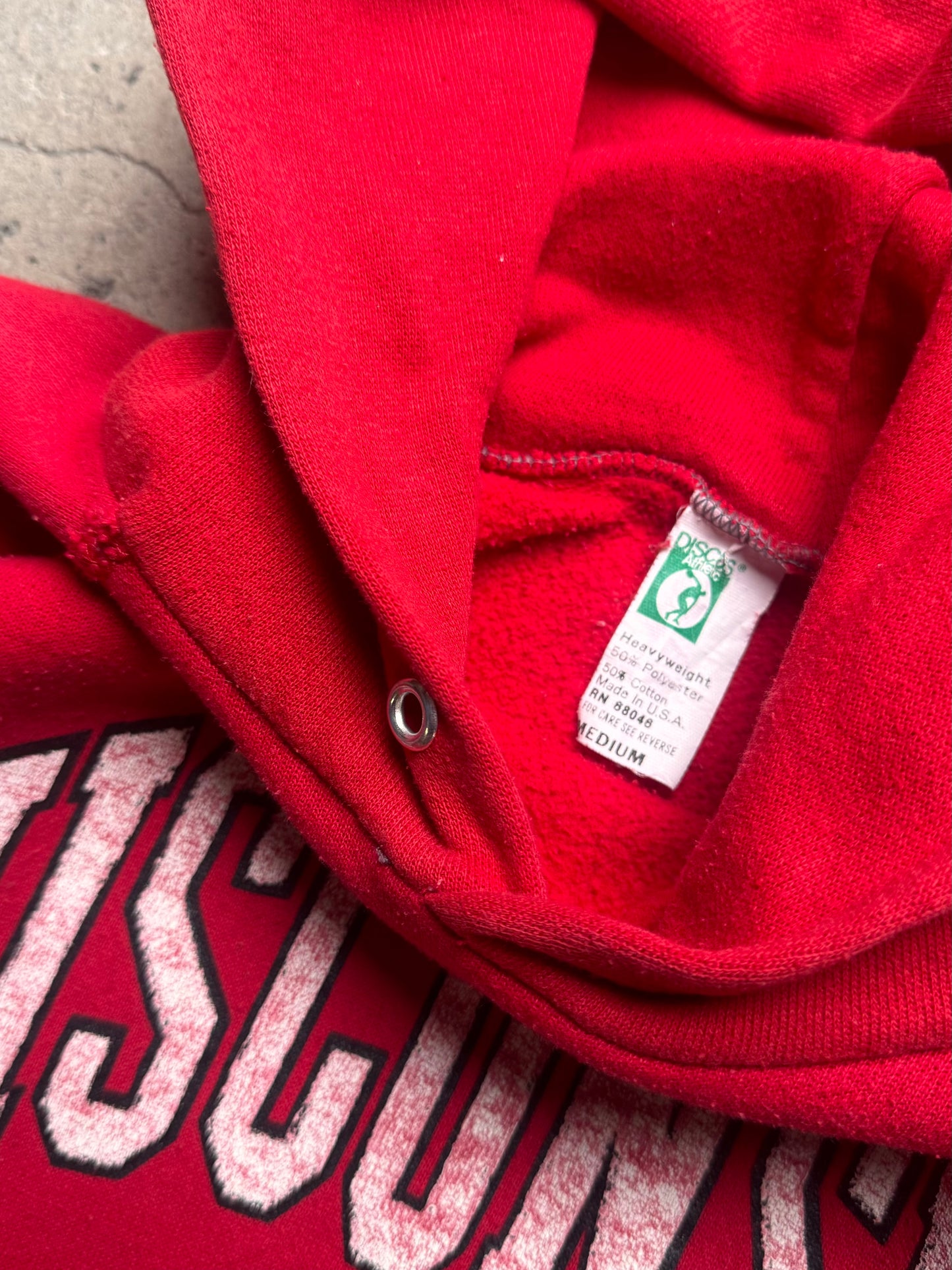 1980S - WISCONSIN HOODED SWEATSHIRT