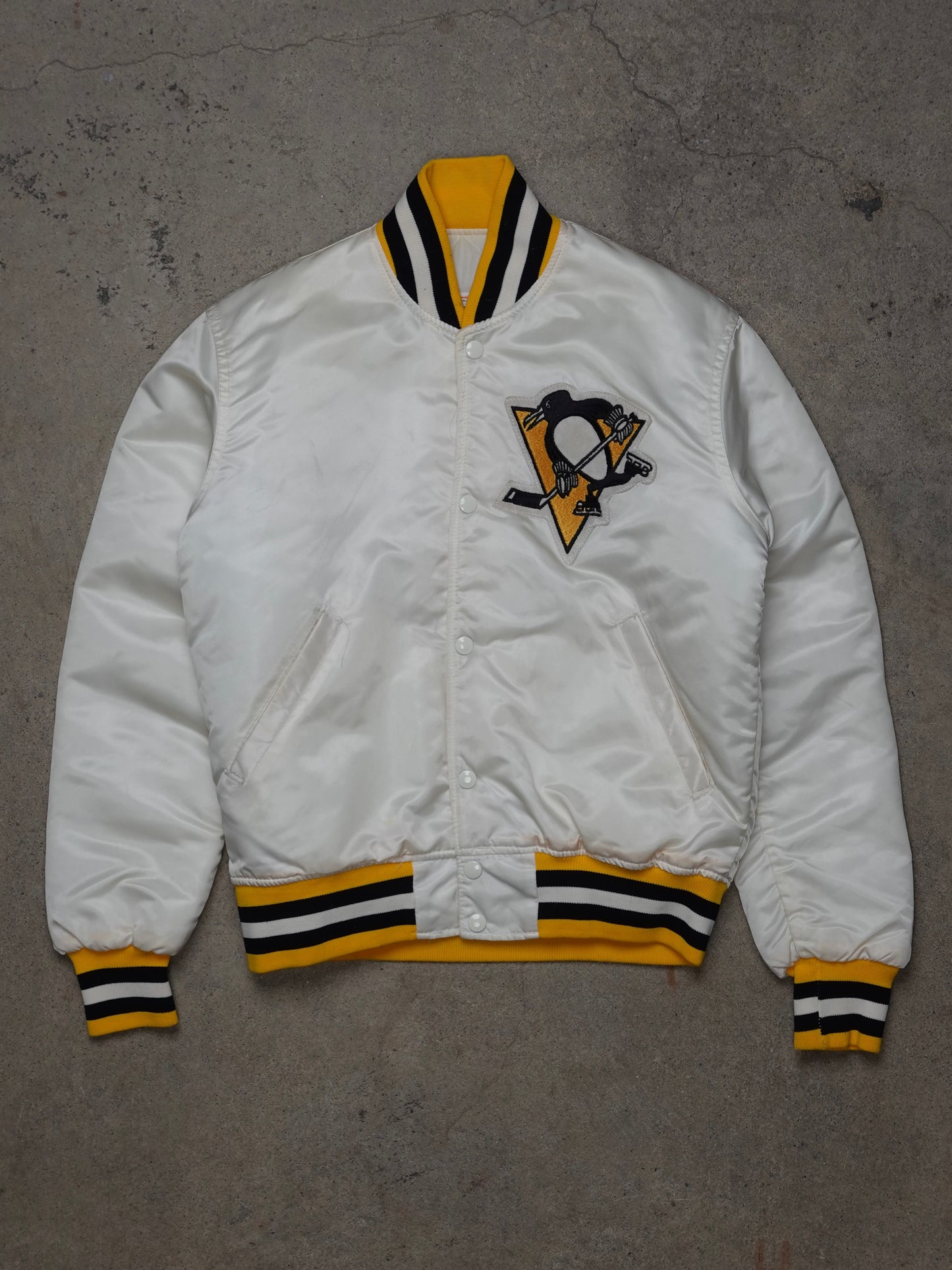 1980S - PITSBURG PENGUINES SATIN BOMBER JACKET