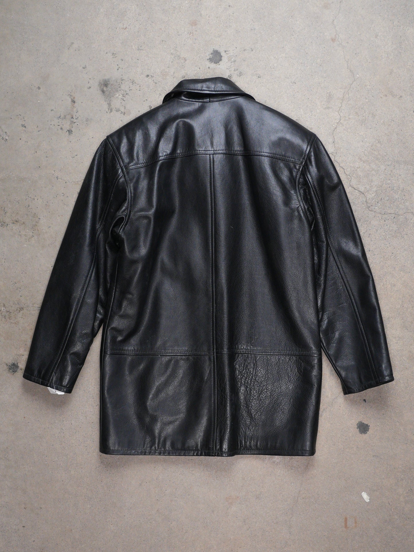 1990S - BLACK LEATHER BLAZER