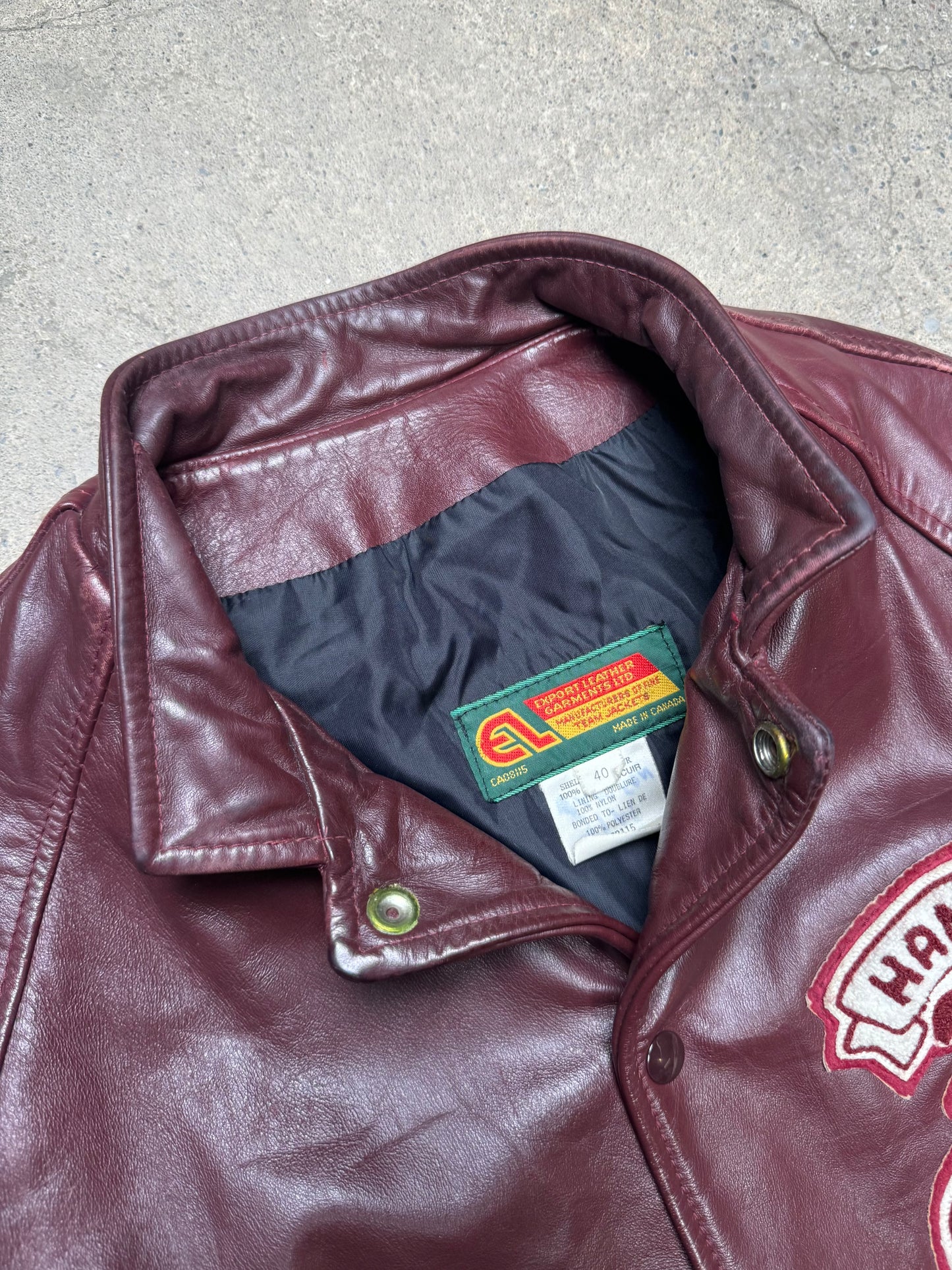 1980S - HANGOVER HOCKEY CLUB LEATHER JACKET