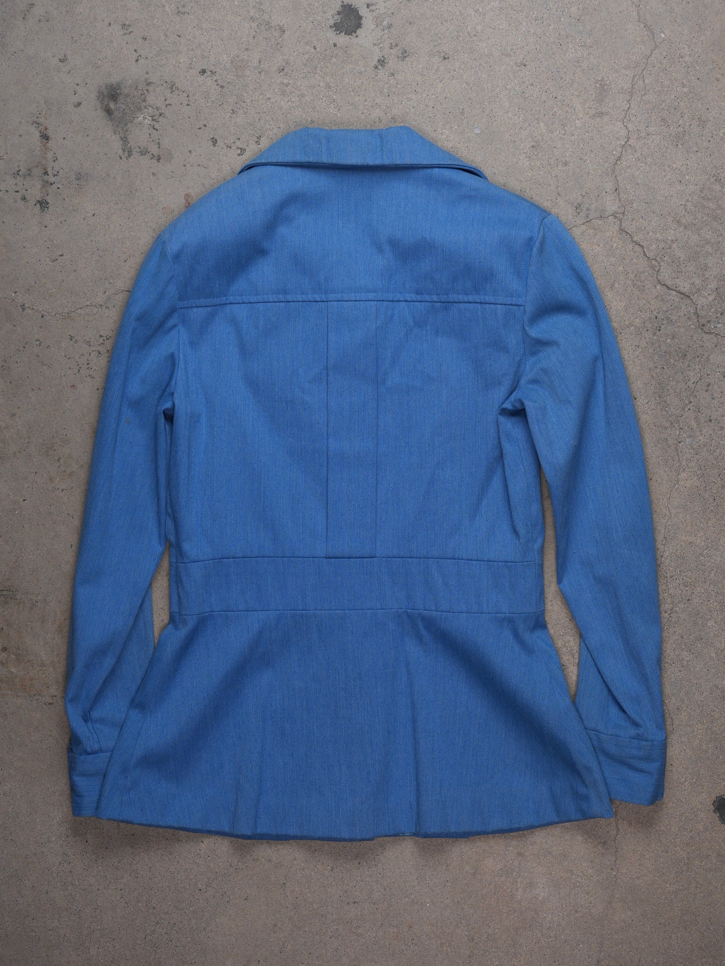 1970S - CIRULEAN BLUE BLOUSED LADIES JACKET