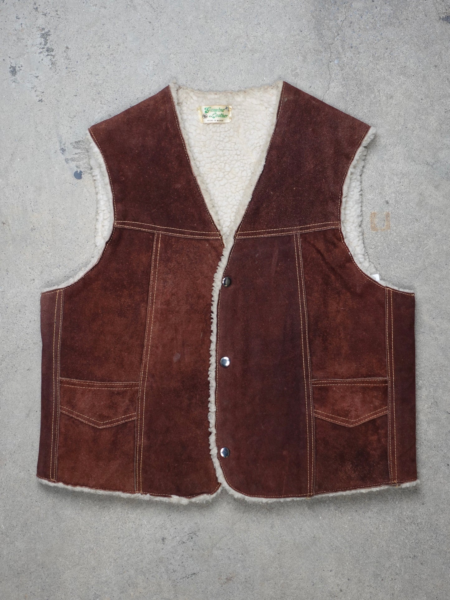 1970S - GENUINE LEATHER SHEEPSKIN VEST