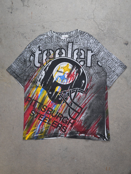  1990S - Pittsburgh Steelers All Over Print Tee (M)