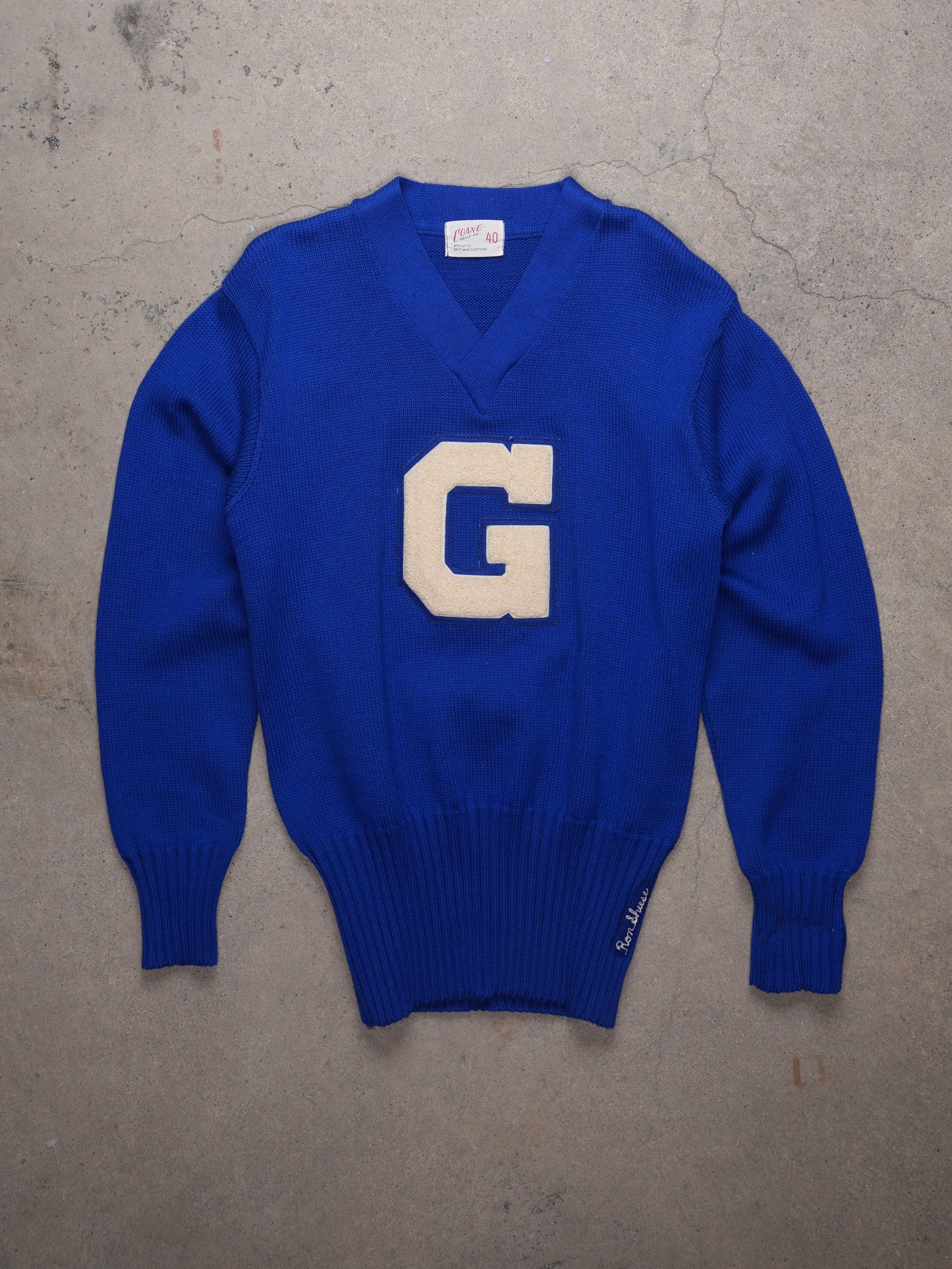 1950S - COANE BRAND LETTERMAN KNIT PULLOVER SWEATER