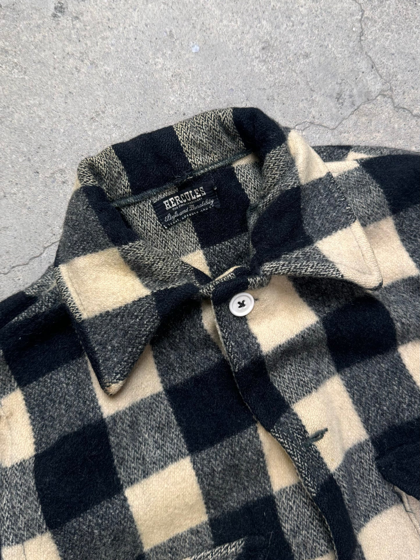 1950S - SEARS HERCULES PLAID FLANNEL SHIRT