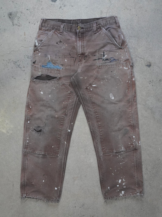 1990S - CARHARTT DOUBLE KNEE THRASHED/REPAIRED CARPENTER PANTS