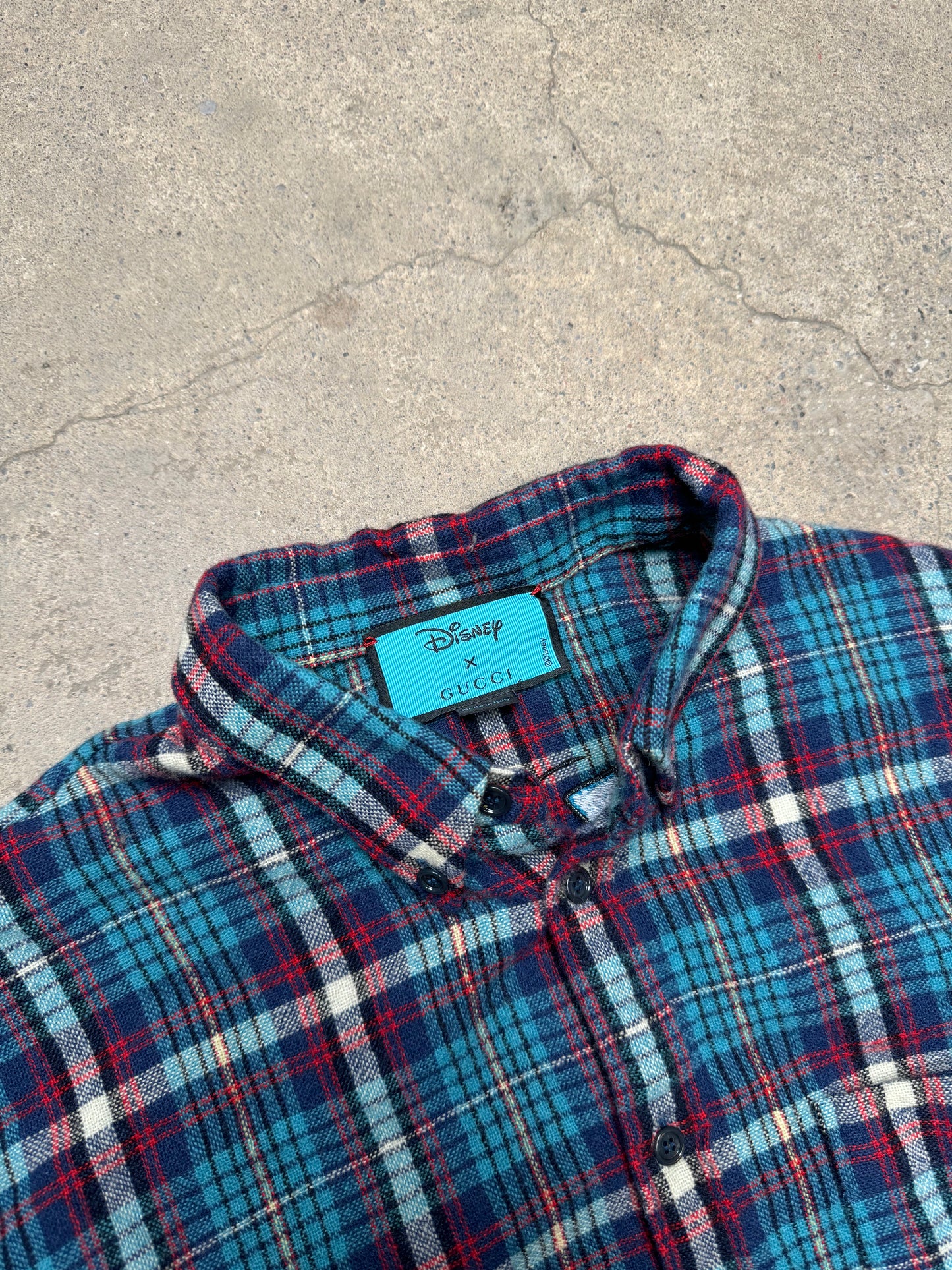 GUCCI X DISNEY PLAID BUTTON UP SHIRT