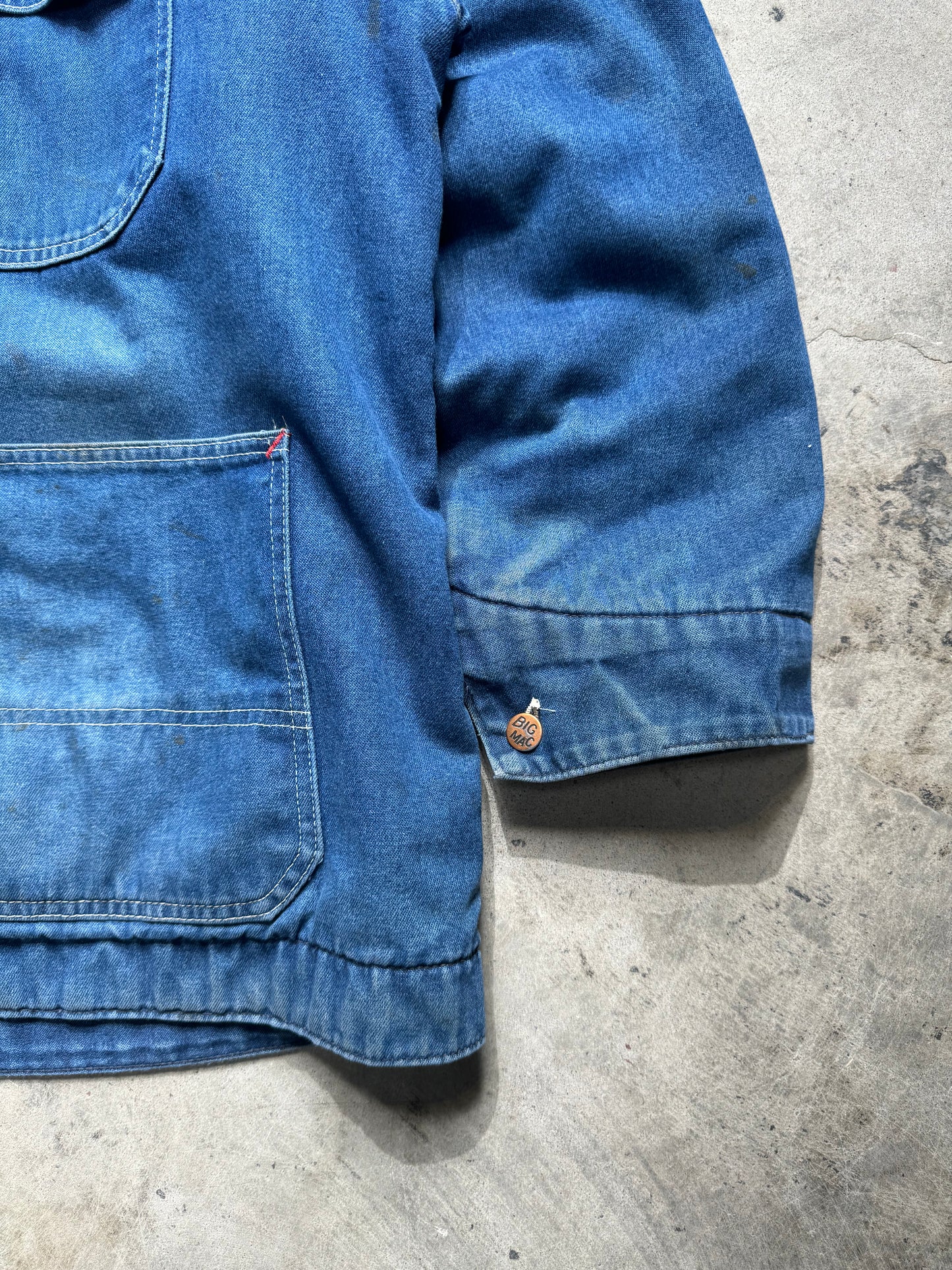 1980S/90S - BIG MAC DENIM CHORE/BARN COAT CORDUROY COLLAR