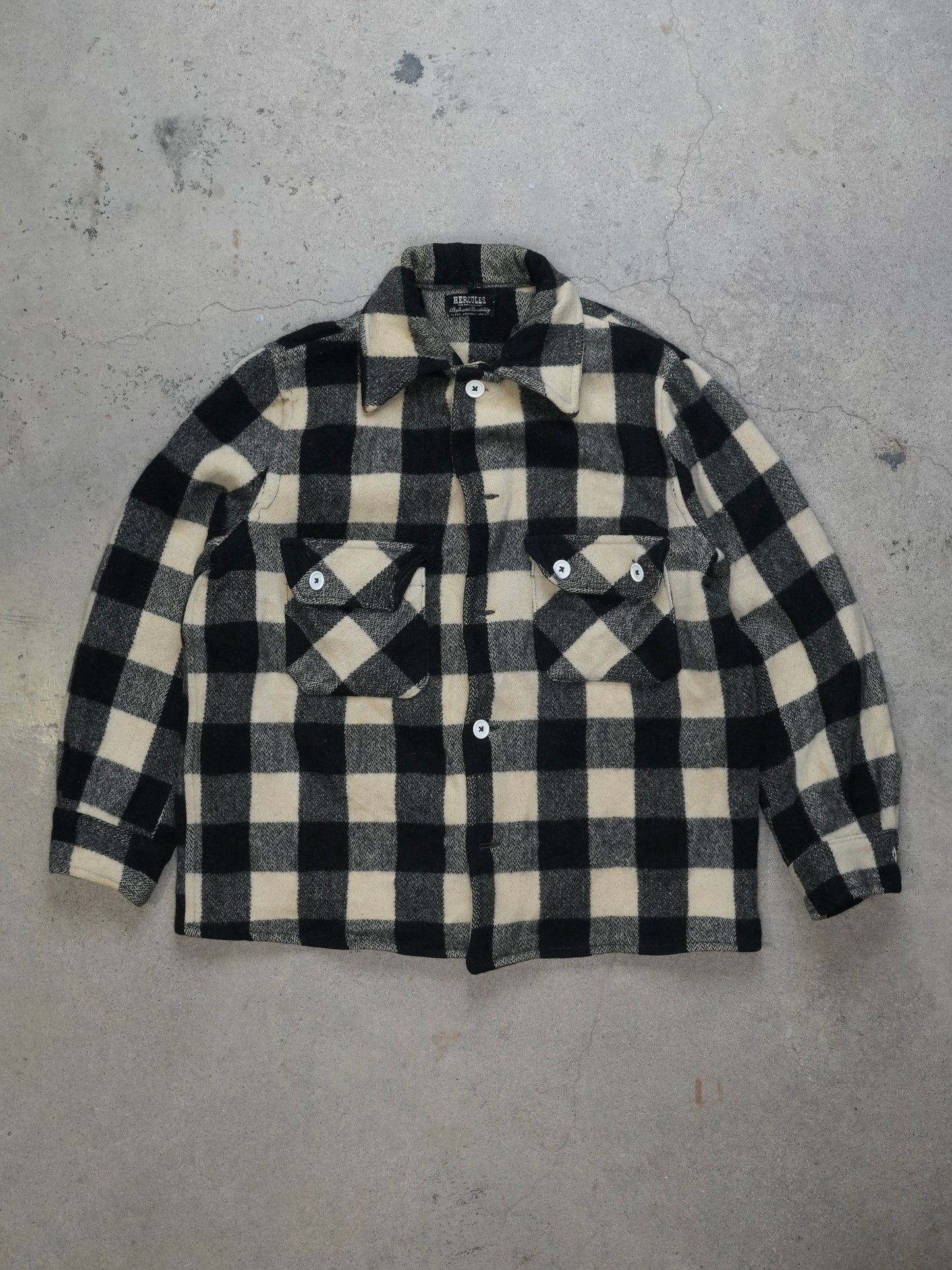 1950S - SEARS HERCULES PLAID FLANNEL SHIRT