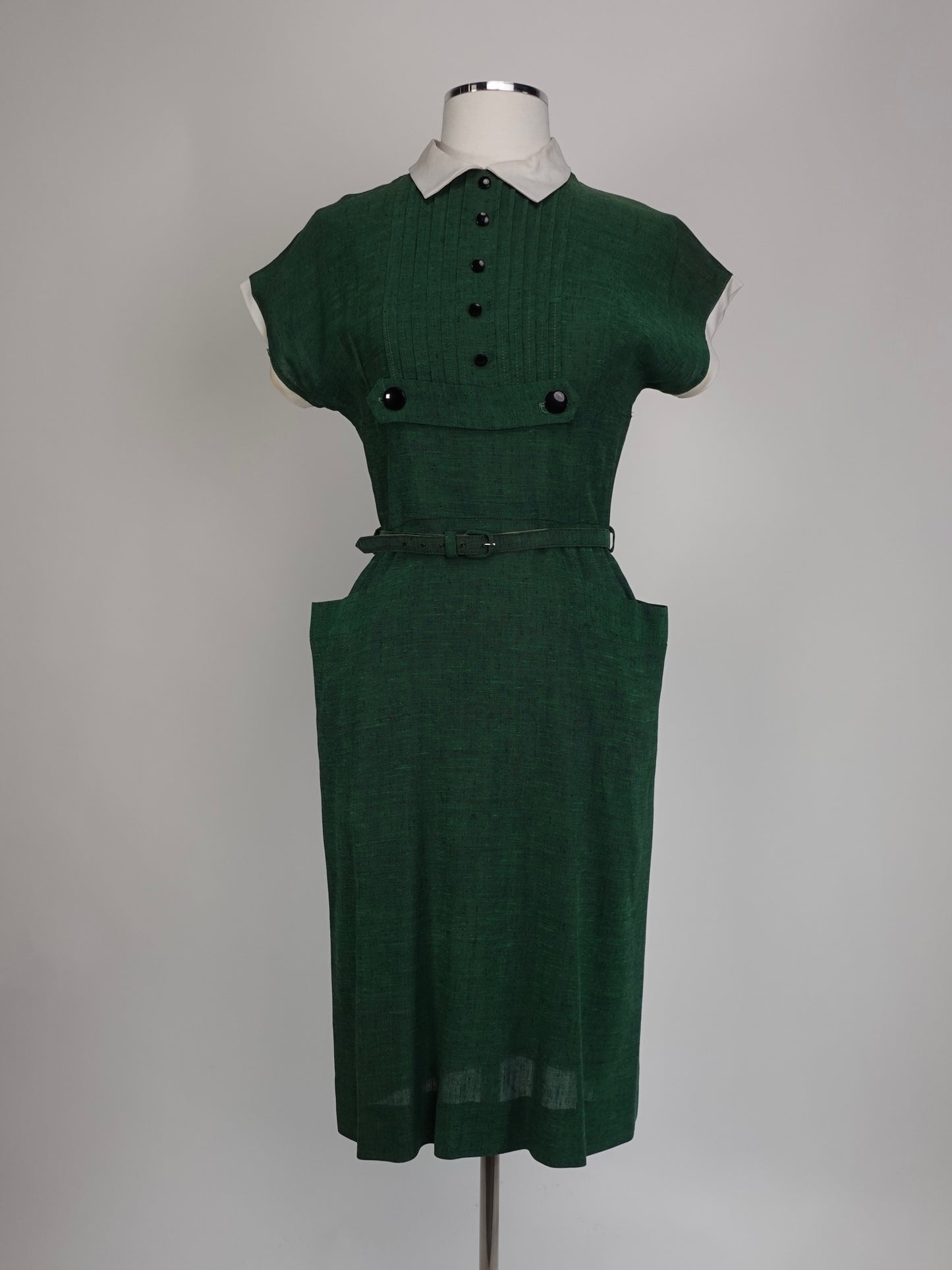 1940S - LINEN DAY DRESS