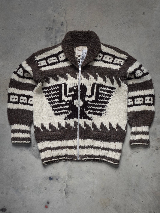 1990S/2000S - COWICHAN HAND KNIT ZIP UP SWEATER