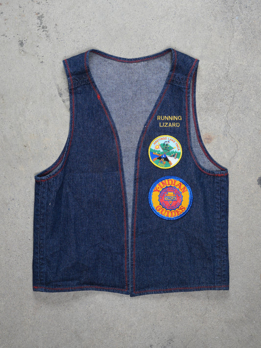  VINTAGE ""YMCA CHEROKEE"  Denim Vest with Patches (M)