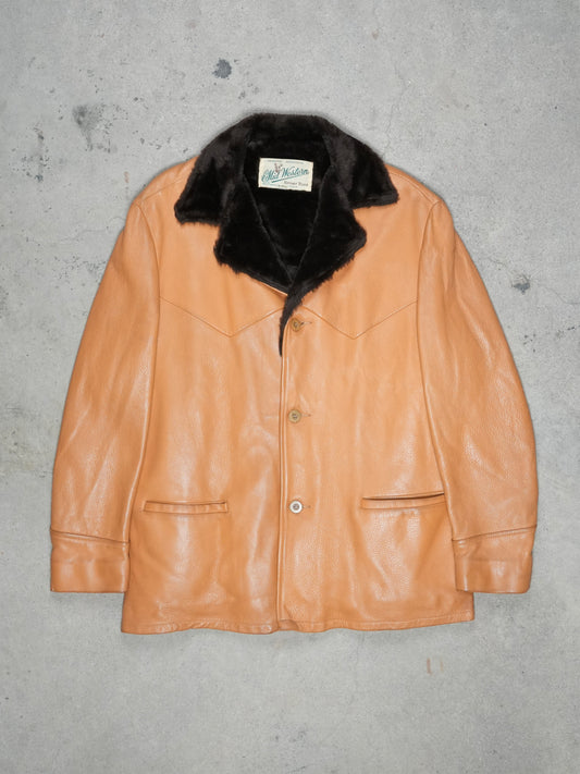 1970S - MIDWESTERN BUCKSKIN FAUX FUR LINED JACET