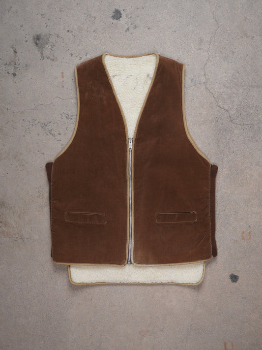 1970S - FLEECE LINED CORDUORY VEST