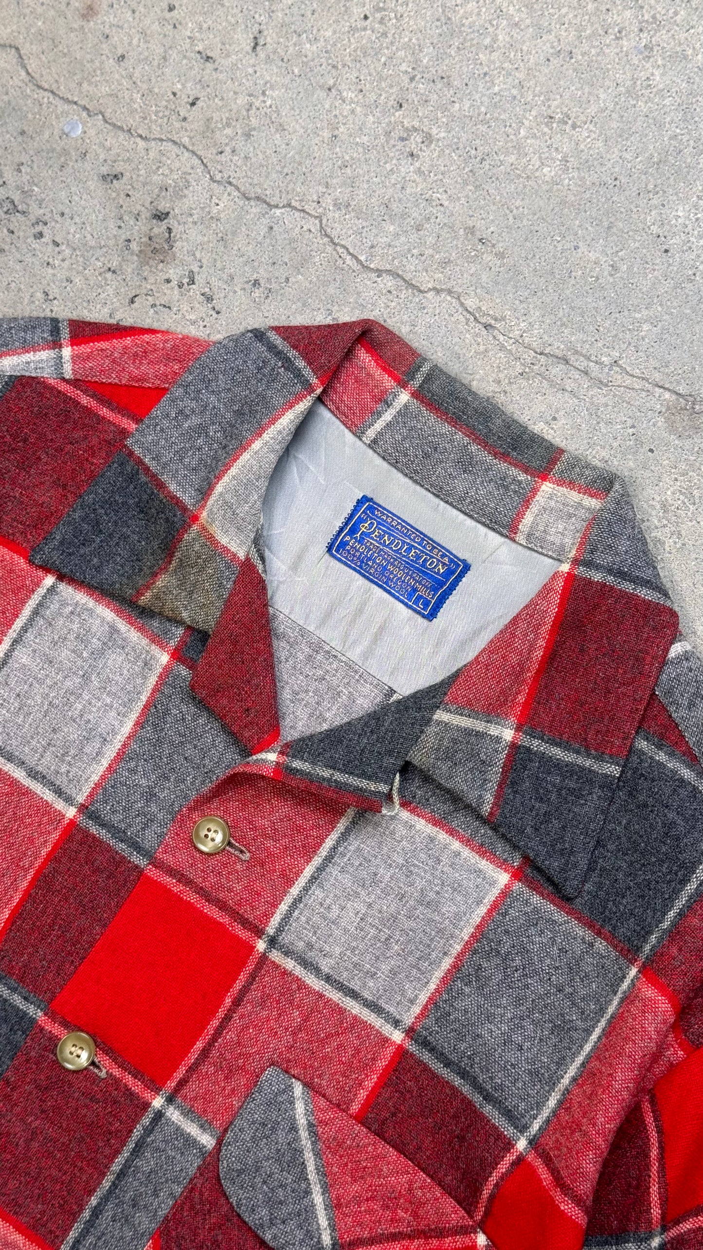 1950S - PENDLETON PLAID LOOP COLAR SHIRT