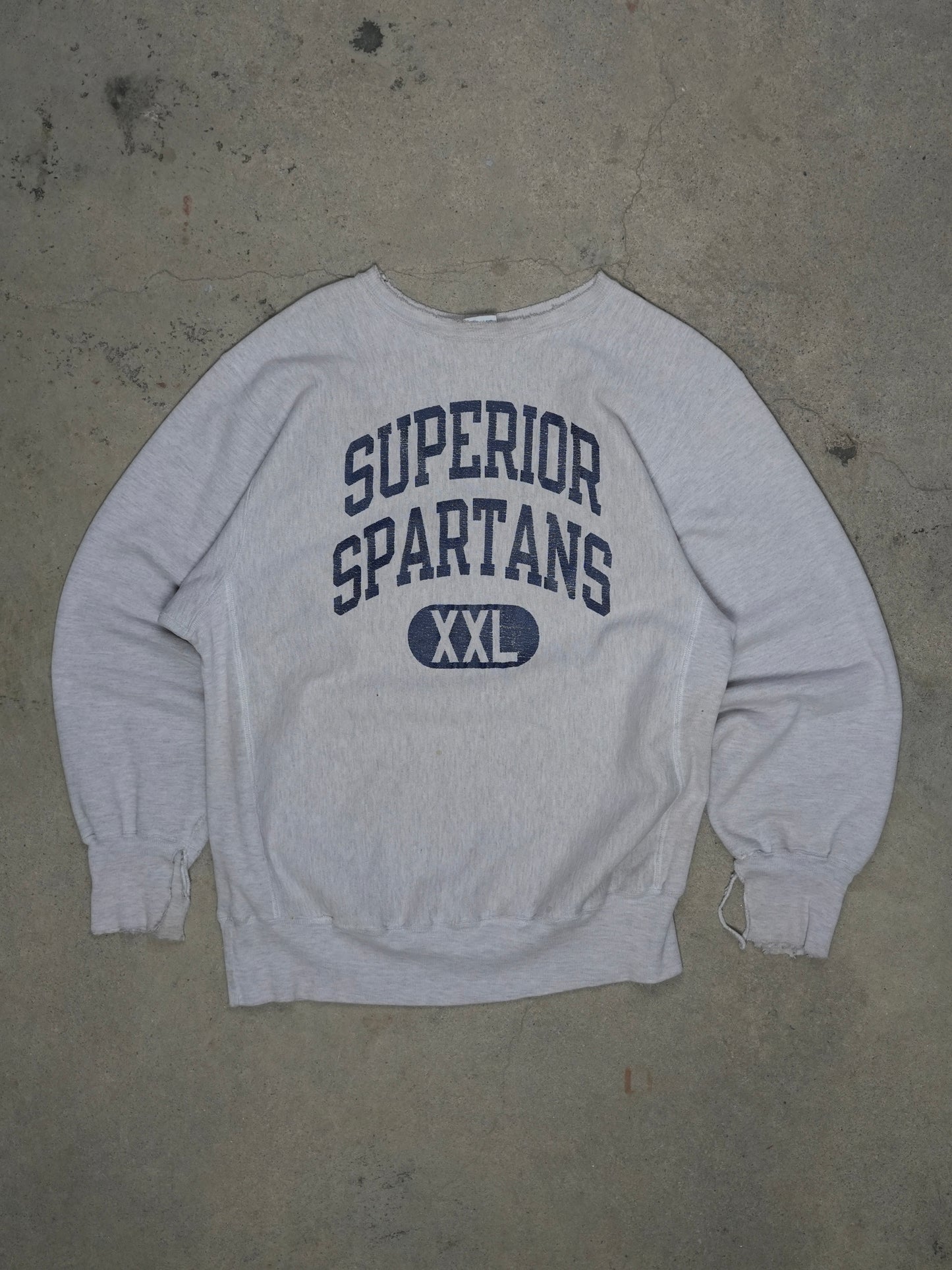 1990S - CHAMPION REVERSE WEAVE "SUPERIOR SPARTINS" CREWNECK SWEATSHIRT