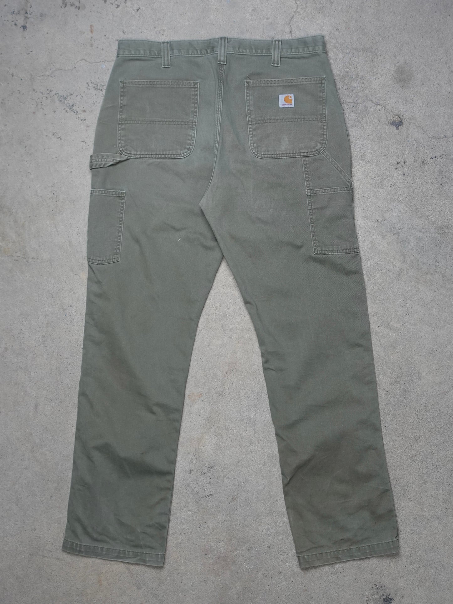 2000S - CARHARTT DUCK CANVAS CARPENTER PANTS OLIVE GREEN