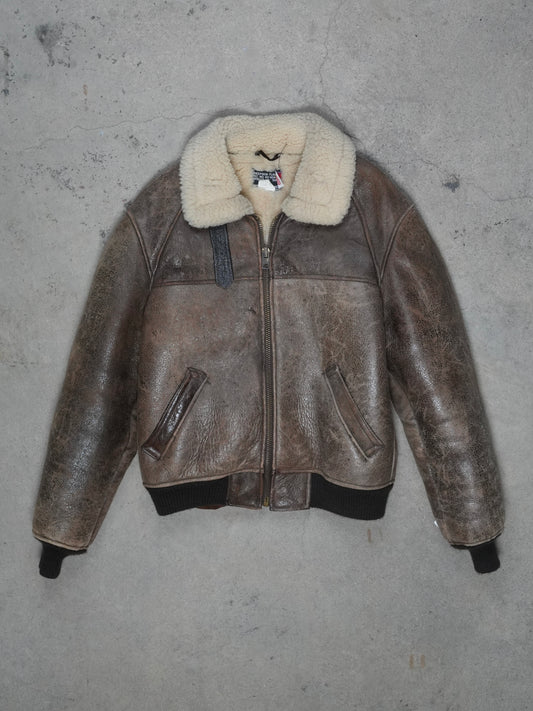 1980S/1990S - SCHOTT BROS SHEEP SKIN FLIGHT JACKET