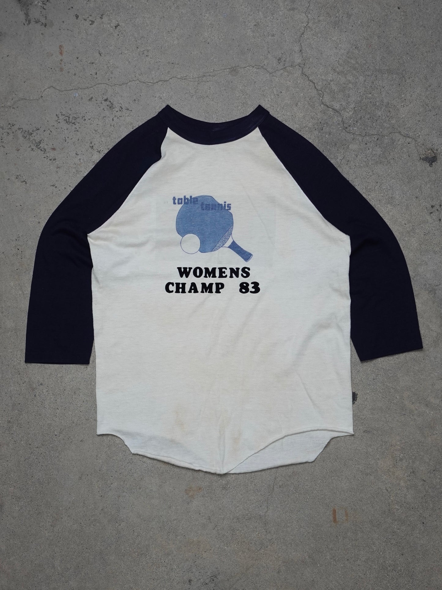 1980S - WOMANS TABEL TENNIS CHAMPS THREE 1/4 T-SHIRT