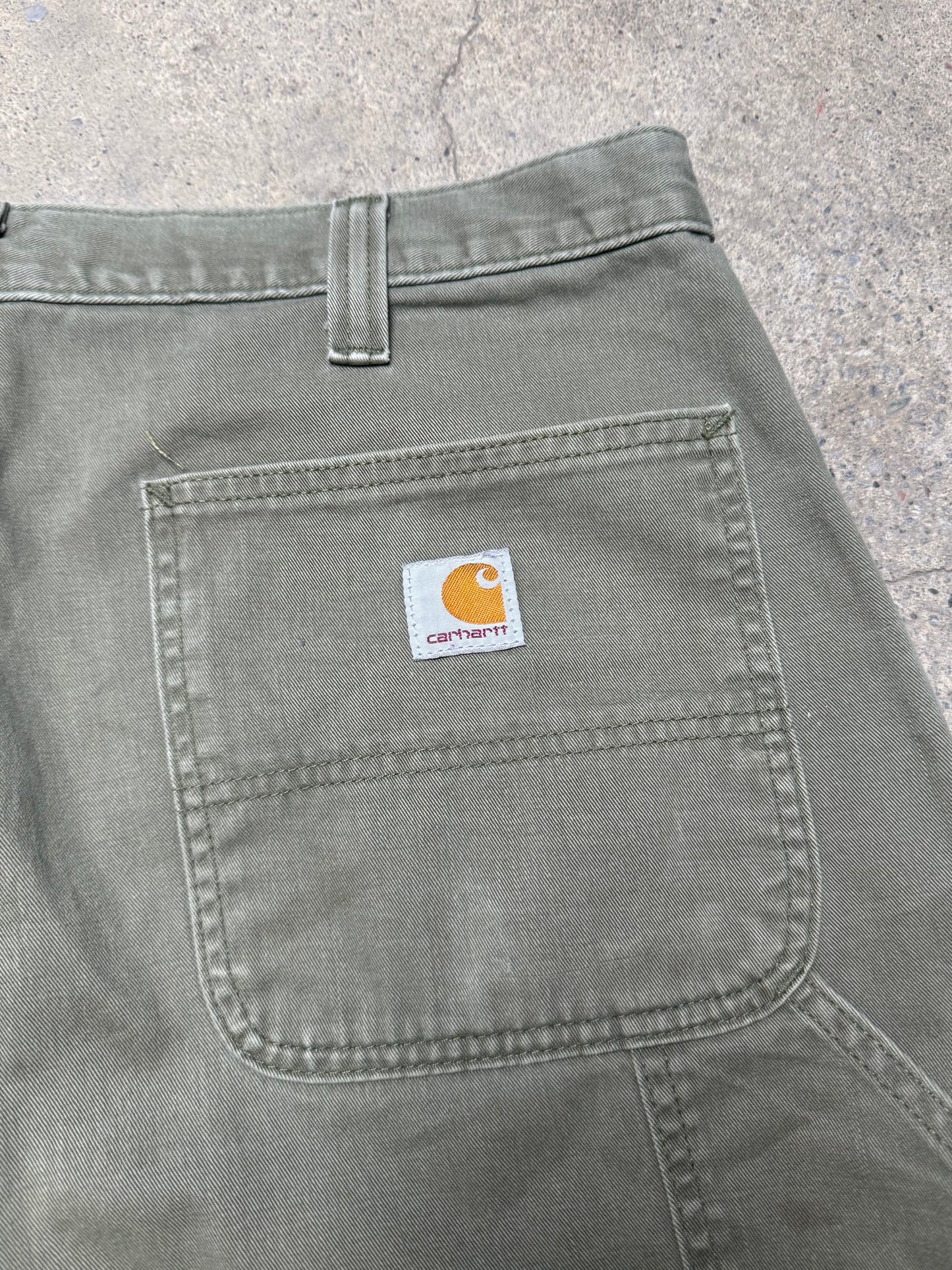 2000S - CARHARTT DUCK CANVAS CARPENTER PANTS OLIVE GREEN