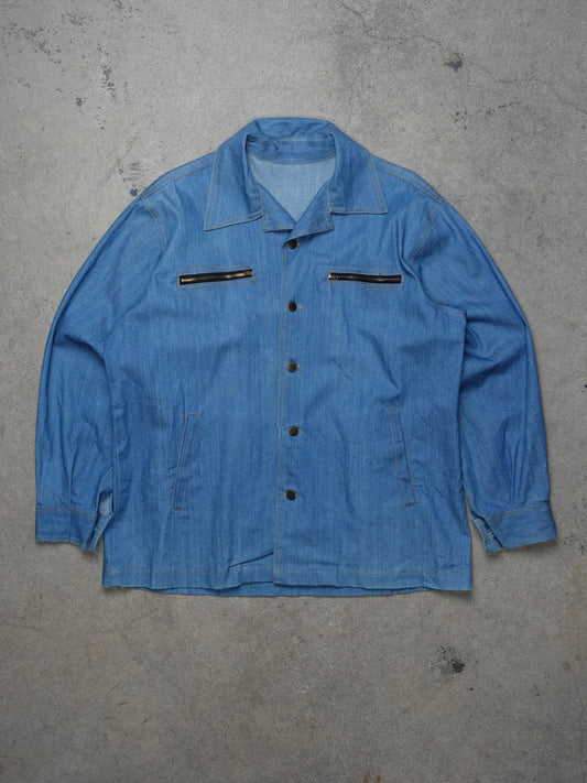 1970S - DENIM TWO POCKET BUTTON UP JACKET