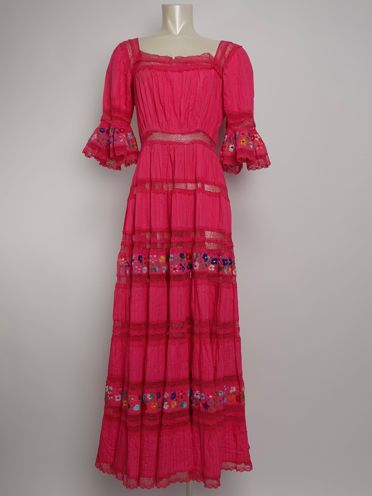 1960S/70S - PINK MEXICAN WEDDING DRESS