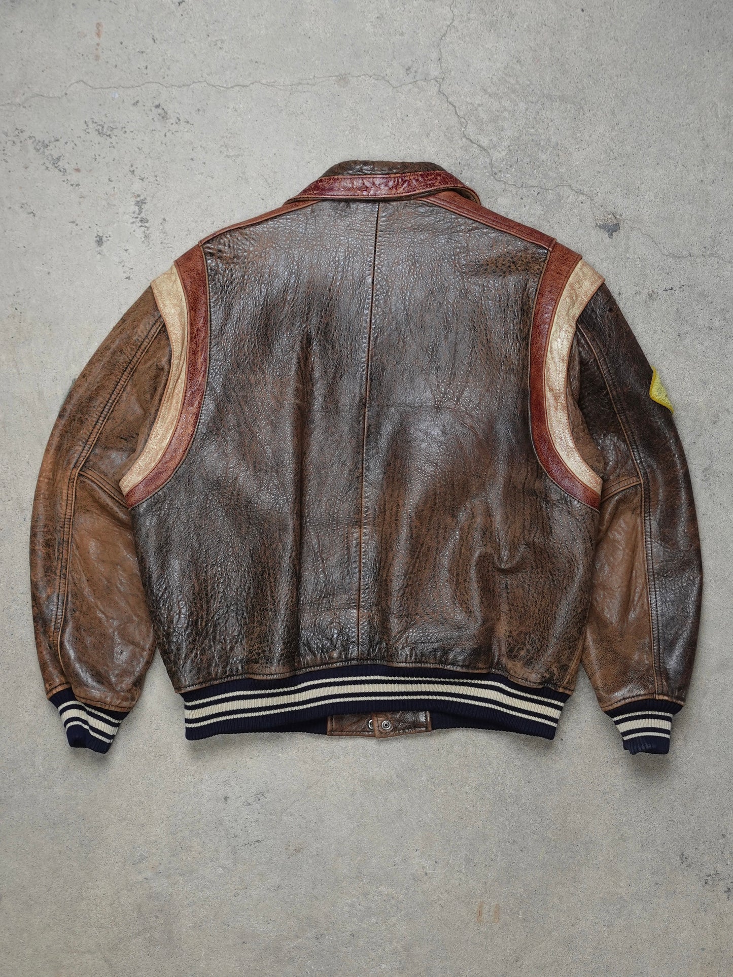 1990S - AVIREX COLLEGIATE WEAR CHAMPS LEATHER VARSITY JACKET