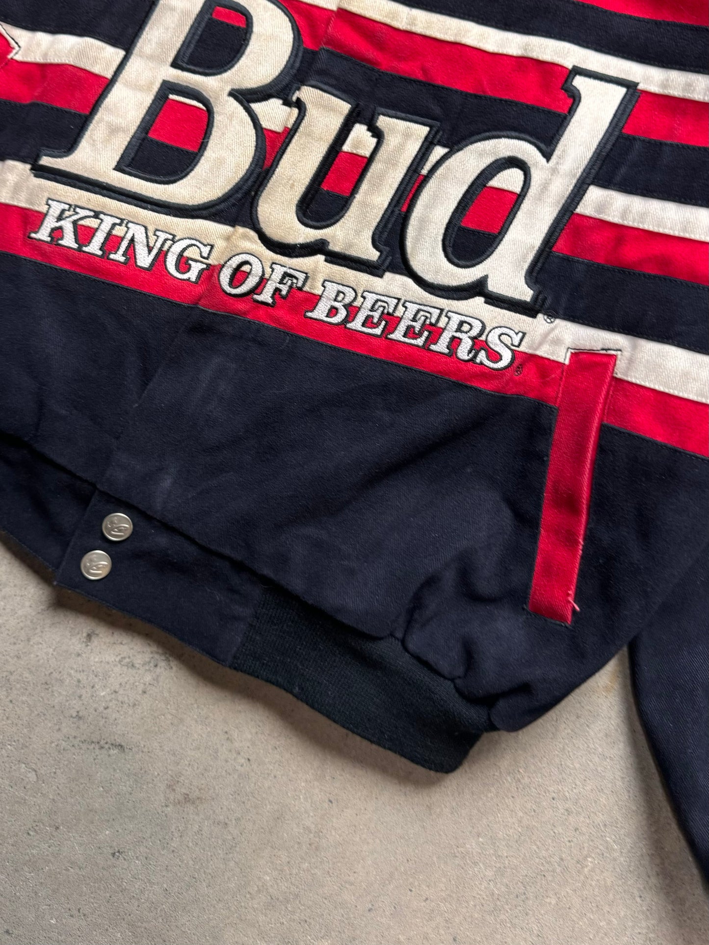 1990S/2000S - BUDWEISER "BUD KING OF BEERS" CHASE NASCAR JACKET